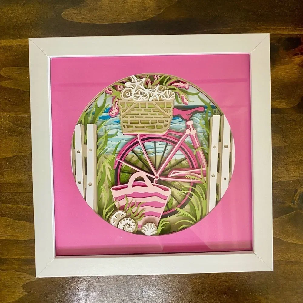 3D Pink Beach Bike Shadowbox